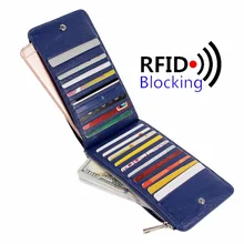 2016 frauen RFID Sperrung Leder Brieftasche Echtes Leder Multi-kartenhalter Geldbörse Lange Reißverschluss Brieftaschen für Frauen-Etui Telefon halter