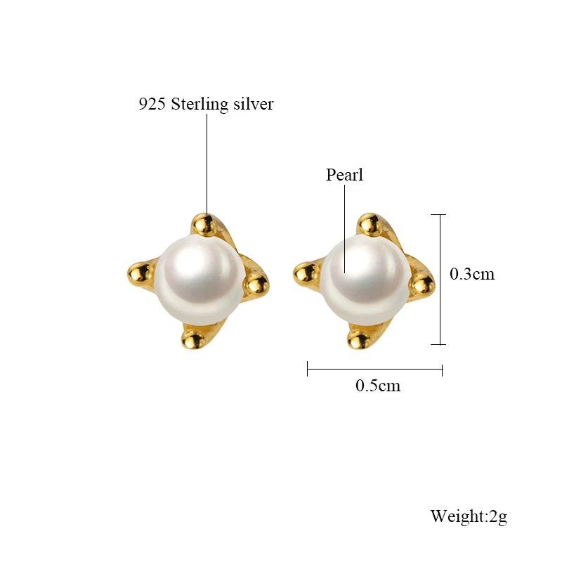 Минималистский стерлингового серебра 925 для женщин простой жемчужный маленькая серьга серьги золотистого цвета модные женские подарки ювелирные изделия