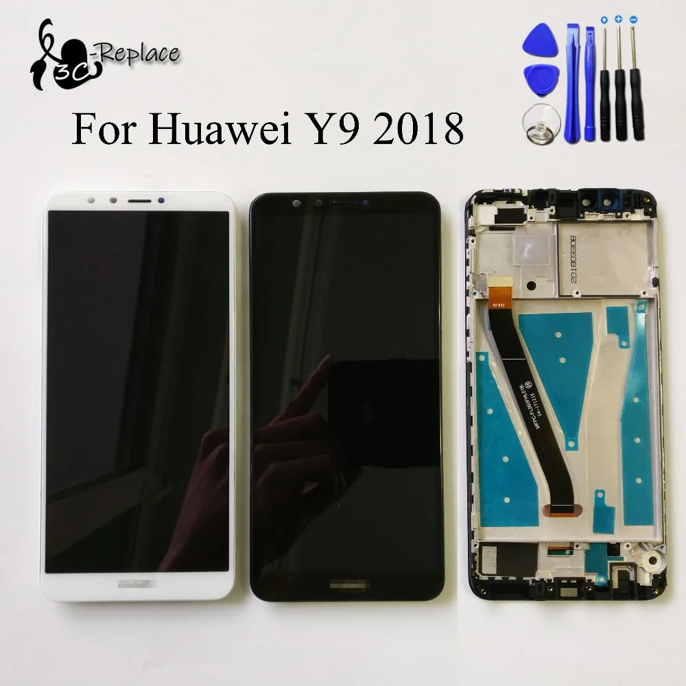 Белый/черный для Huawei Y9 2018 FLA-L22 FLA-LX2 FLA-AL00 FLA-LA10 ЖК-дисплей + сенсорный экран