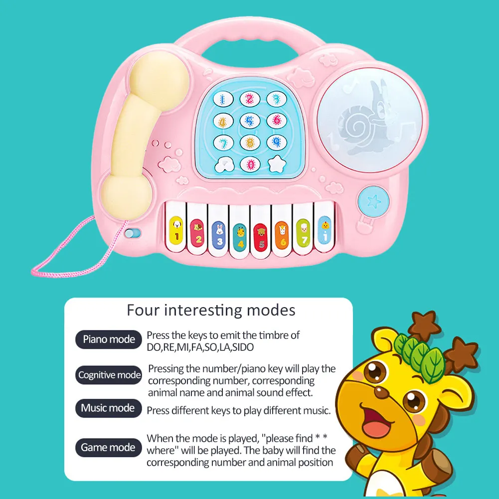 Детская Мульти-функция имитационный телефон музыкальная игрушка детская легкая музыкальная ручная барабанная головоломка электронная