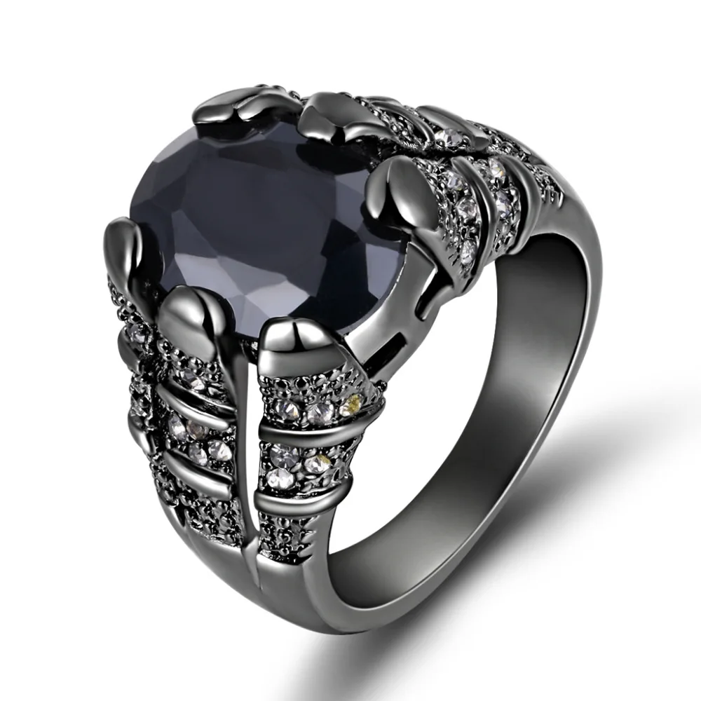 

SuoHuan New Size 8-11 Vintage Rings For Male Men Black Big Stone Zircon Crystal Gold Filled Engagement Party Finger Jewelry Gift