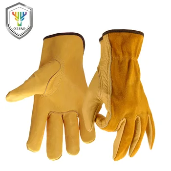 

OZERO Cowhide Men's Work Driver Gloves Security Protection Wear Safety Workers Welding Hunting Gloves For Men 0007