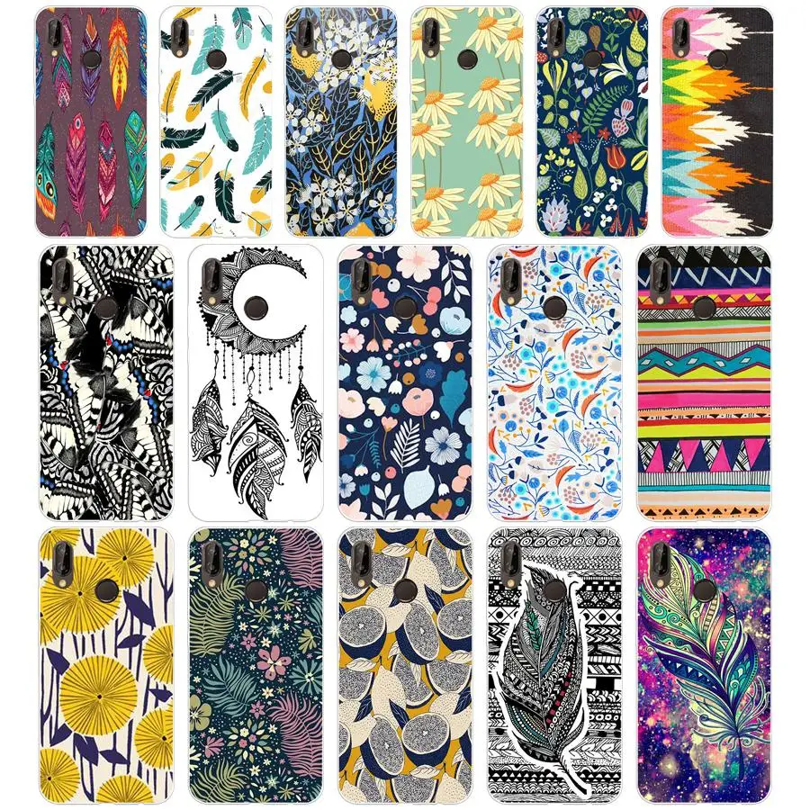 9AQ Tribal Ethnic Feathers Soft Silicone Tpu Cover Case for huawei p 20 lite pro y6 2017 mate 10 | Мобильные телефоны и