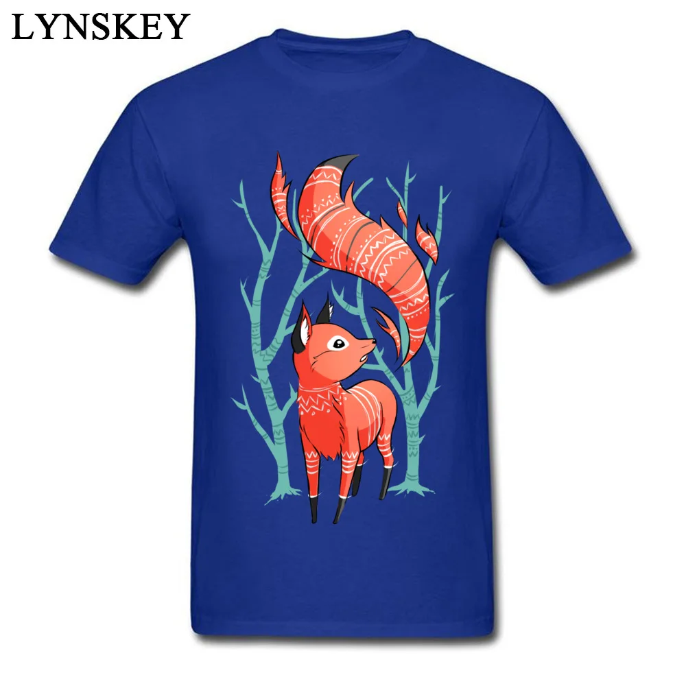 Pure Cotton Mens Short Sleeve Tops Shirt Winter Fox Geek Summer Fall T-Shirt Normal Fashionable O-Neck Tee-Shirts Top Quality Winter Fox blue