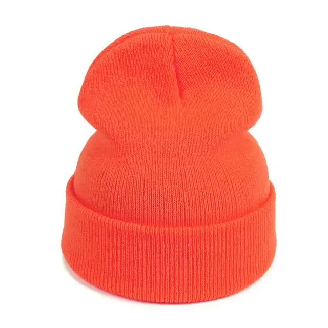 Новая модная зимняя шапка женская мужская шапка черепки шапки унисекс теплые шапки вязаные шапки для мужчин шапки простые теплые мягкие шапки - Цвет: orange