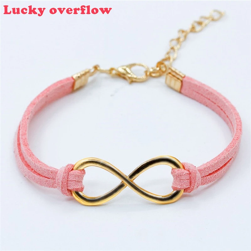 

Luckyoverflow Cheap Punk Fashion Vintage Infinity 8 Cross Leather Bracelets For Women Gift Bangles Men Jewelry CE0843/11