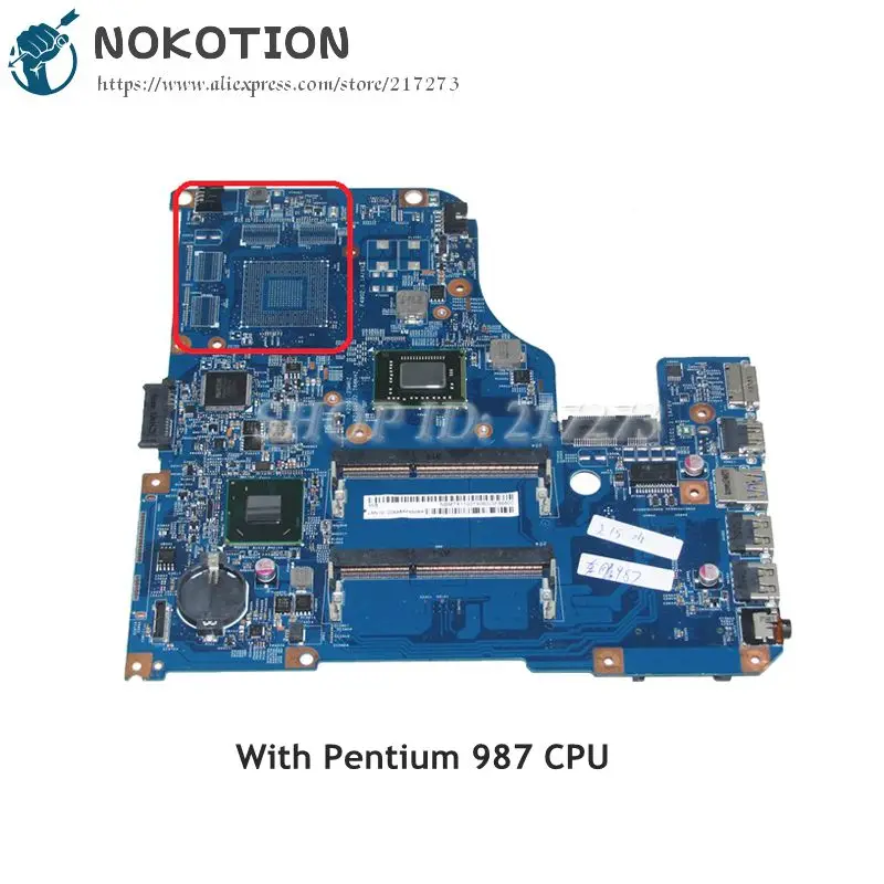 Nokotion اللوحة المحمول لشركة أيسر أسباير v5-531 V5-431 مجلس 48.4TU05.04M NBM7X11001 بنتيوم 987 المعالج الرئيسي متن