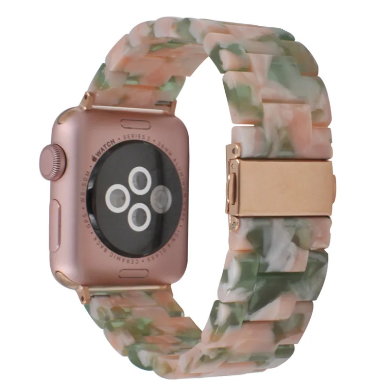 

Luxury Resin Watch Band for Apple Watch Band Accessories 38/40/42/44mm Imitation Ceramic Watch Straps For iwatch 1/2/3/4