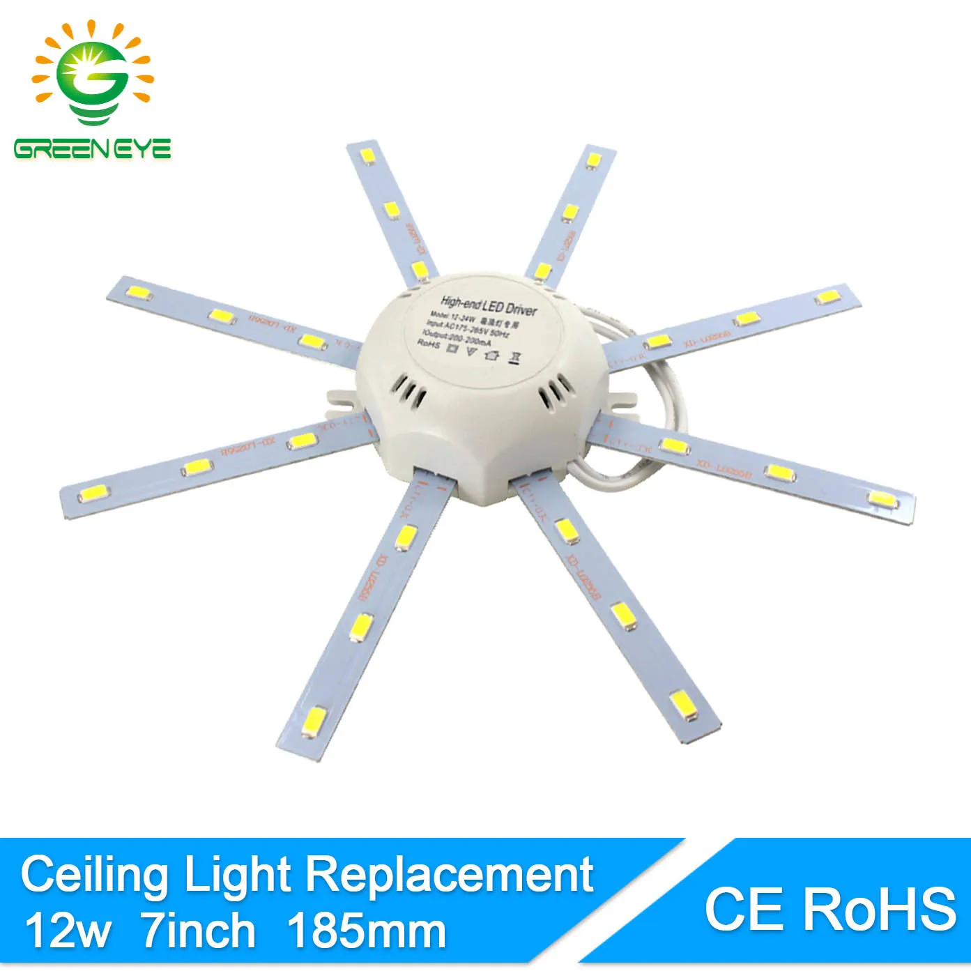 

GreenEye 12w 7inch Magnetic Mounted 220v LED Light Board For Downlight Celling Lamp Replace Accessory SMD5730 Round Light Bulb