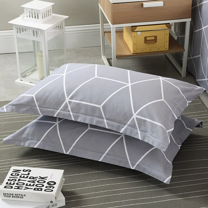 

1Pair Cotton Printed Fabric Pillowcase Cheap Student Apartment Hotel Home Use Pillow Cover 74x48cm 2 pieces Free Shippin