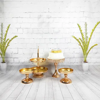 

3pcs-5pcs Gold Silver Mirror 3 Tier Metal Cupcake Cake Stand Set