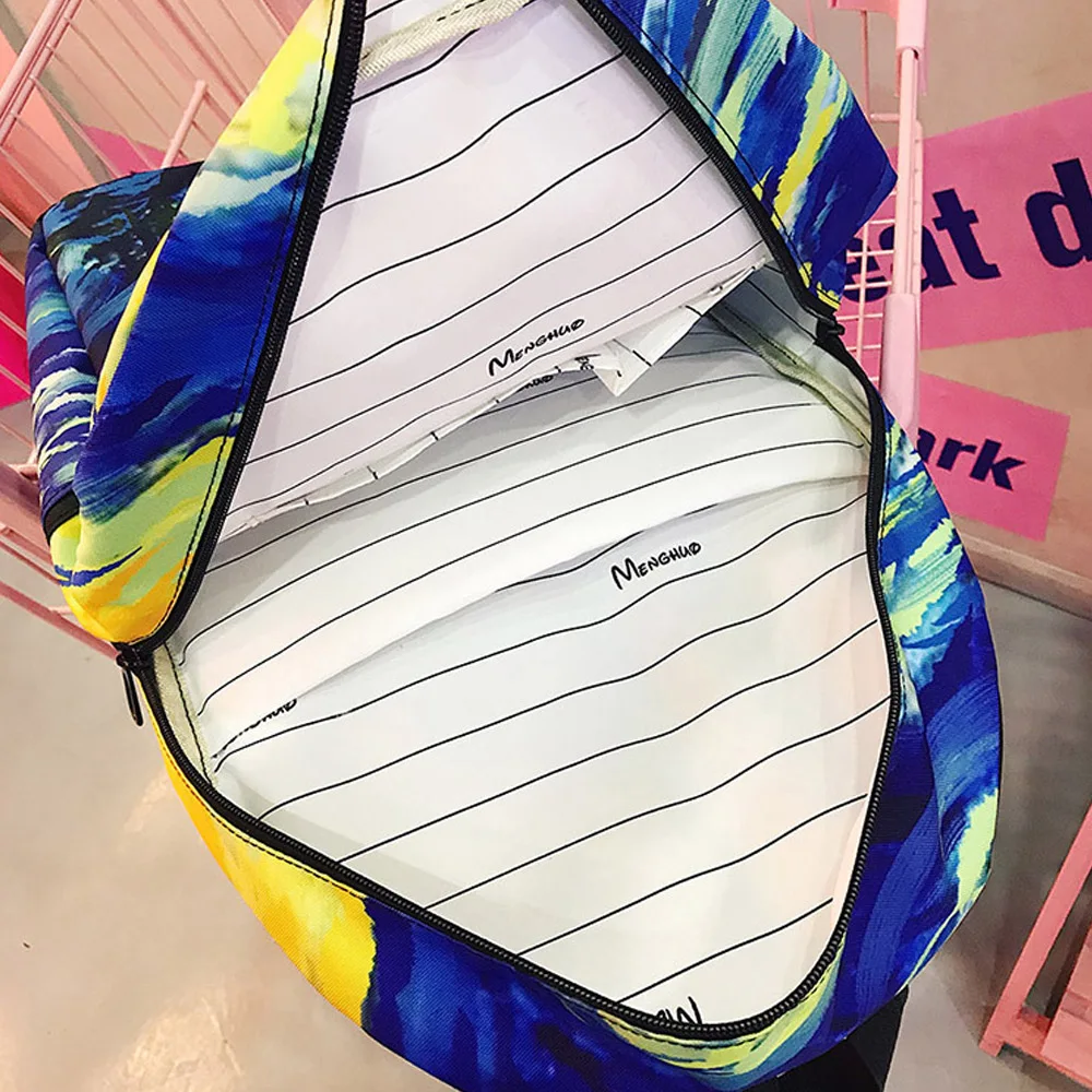 Menghuo marca 2017 diaria mochila para mujer mochila para la escuela adolescente niñas impreso completo de viaje de Nylon Mochilas bolsos Casual Mochilas