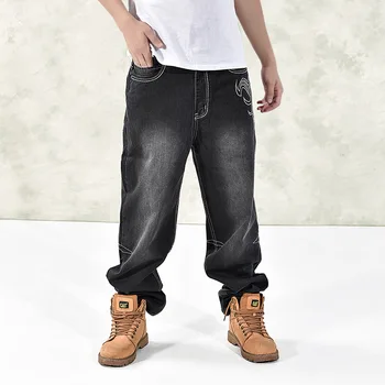 

2019 CHOLYL Harem Style Big Yards Jeans Male New Hip Hop Baggy Jeans Hip Loose Straight Jeans Pants Casual Pants Long Jeans 46