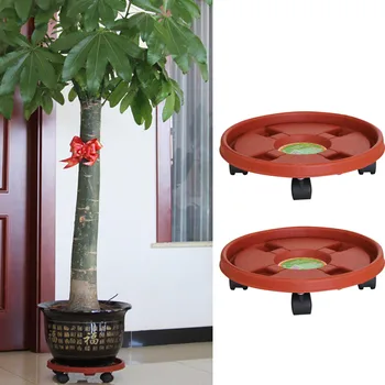 

Behogar 2PCS 27cm/10.63inch 360 Degree Rotatable Resin Flower Potted Plant Caddy Rollers Stand with Wheels for Patio Garden Lawn