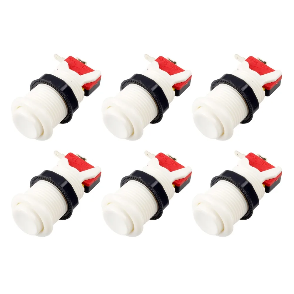

6x White Happ Style Push Button With 4.8mm Micro Switch For Arcade Machine Stickers Game Mame Jamma Parts 30mm Buttons