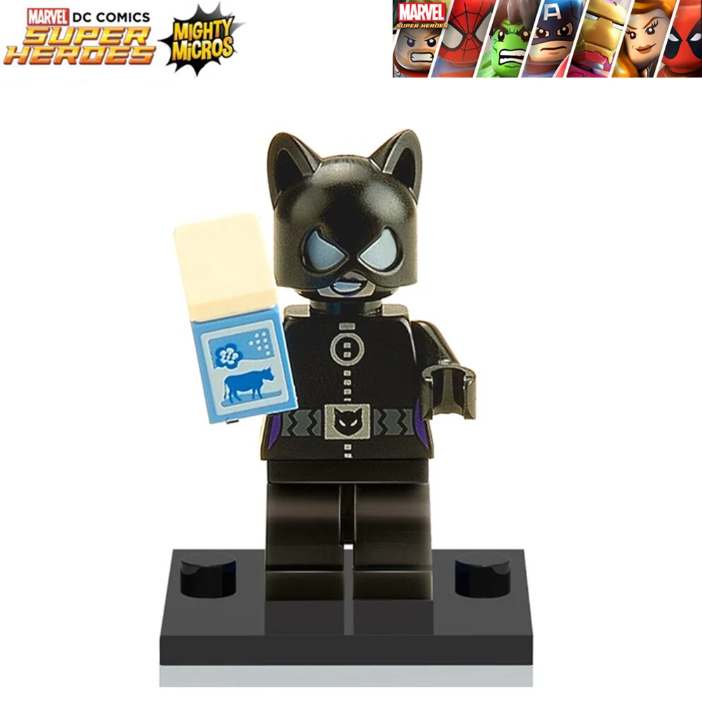 Goedkoop Enkele Verkoop MIGHTY MICROS Kat Vrouw Bane Hulk Robin Batman Super Heroes AVENGERS minifig Model Bouwstenen Kinderen Speelgoed