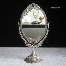 Винтаж двойное лицо Ретро оловянный металлический стол для макияжа туалетный стол настольный декоративный зеркальный тисненый каркас инструмент для макияжа стол set330C