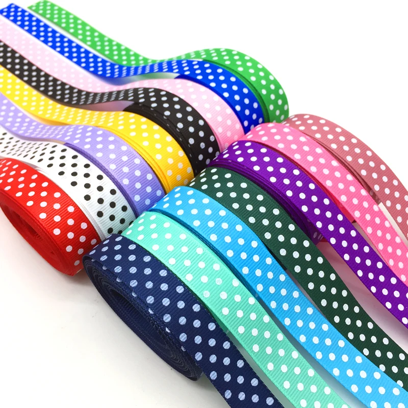 

5 yards 10mm Ribbon Wedding Decoration Printing Dots Grosgrain Ribbon Gift Wrapping Hair Bows DIY Christmas Ribbon