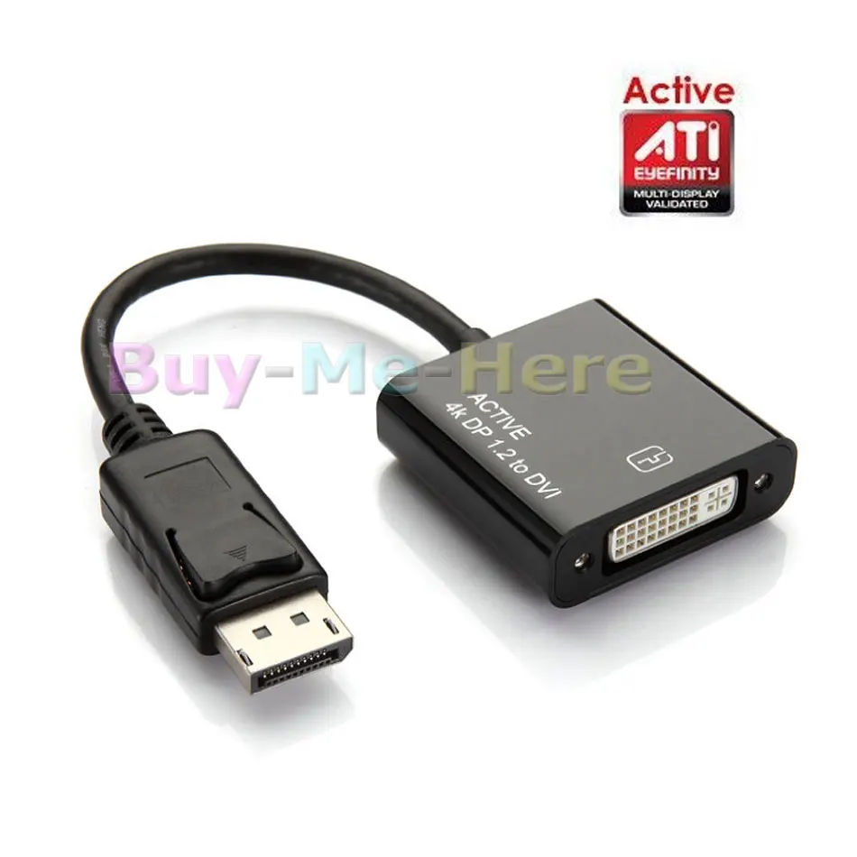 

2019 Newest Active ATI Eyefinity 4K DisplayPort DP Male to DVI Female Video Audio HDTV Adapter Converter Multiple Monitor