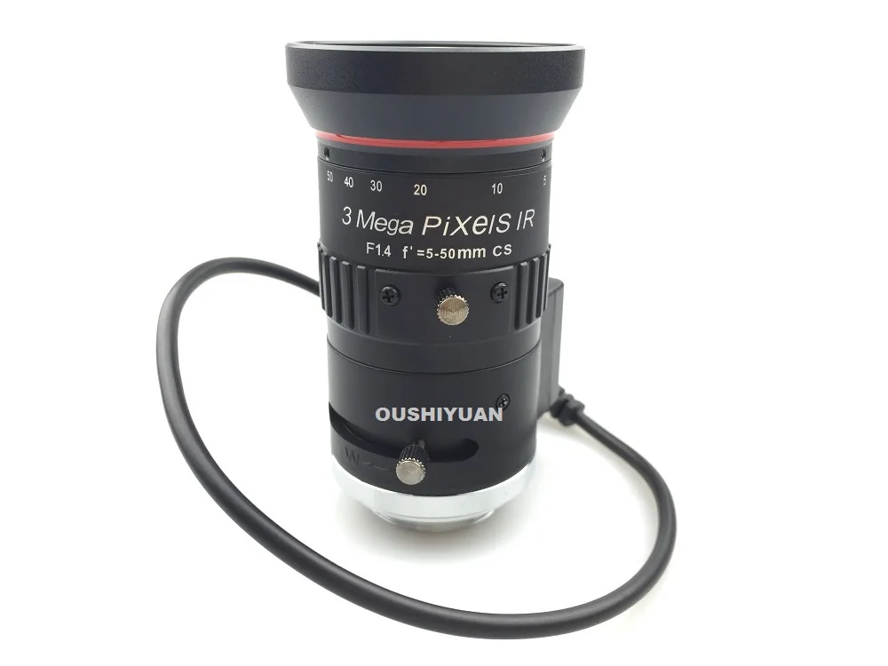 

CCTV HD 3.0 Mega Pixels F1.4 DC-Auto Iris Vari-Focal 5-50mm CS Lens for Box Camera