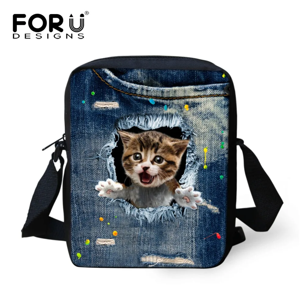 

FORUDESIGNS Brand Women Messenger Bags Pet Dog Cat Printing Girls Cross Body Bag Children Kids Small Crossbody Bag for Woman