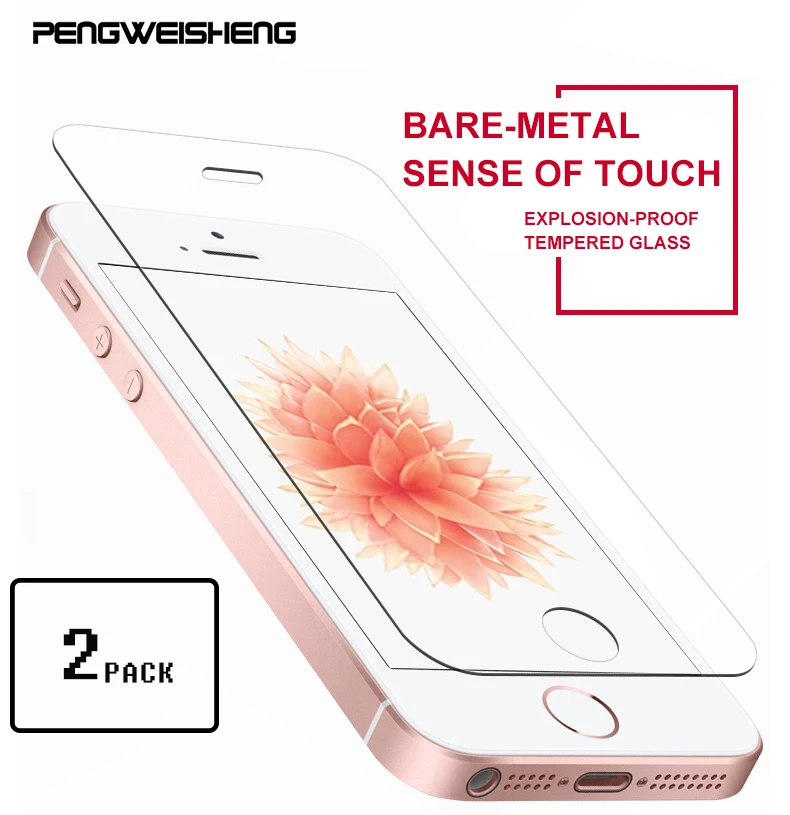 2PACK 0.26mm 2.5D Protective Glass For iPhone 5S Tempered glass for iPhone 5 SE Screen Protector On Tempered Glass Film 9H HD