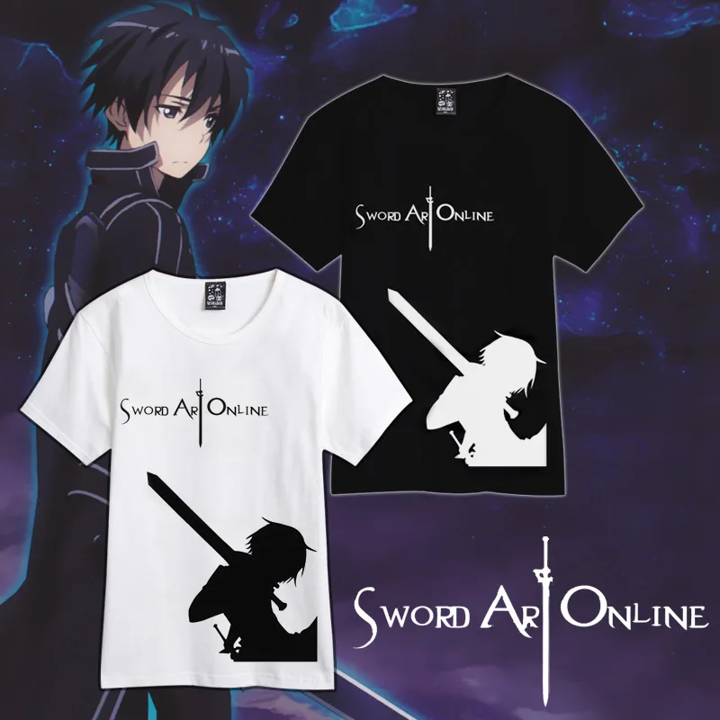 Summer style Sword Art Online SAO cosplay kirigaya kazuto costumes 100 cotton t font b shirt