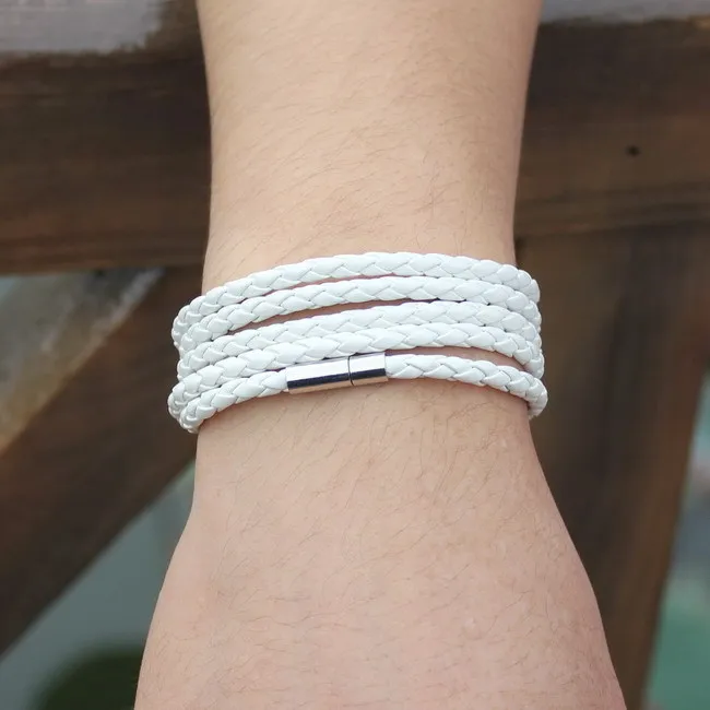 Special Offer Hot S Por White Leather Bracelet Hot S Por White Leather Bracelet Five Laps Men And Women Free Shipping In Cuff Bracelets From Jewelry Accessories On