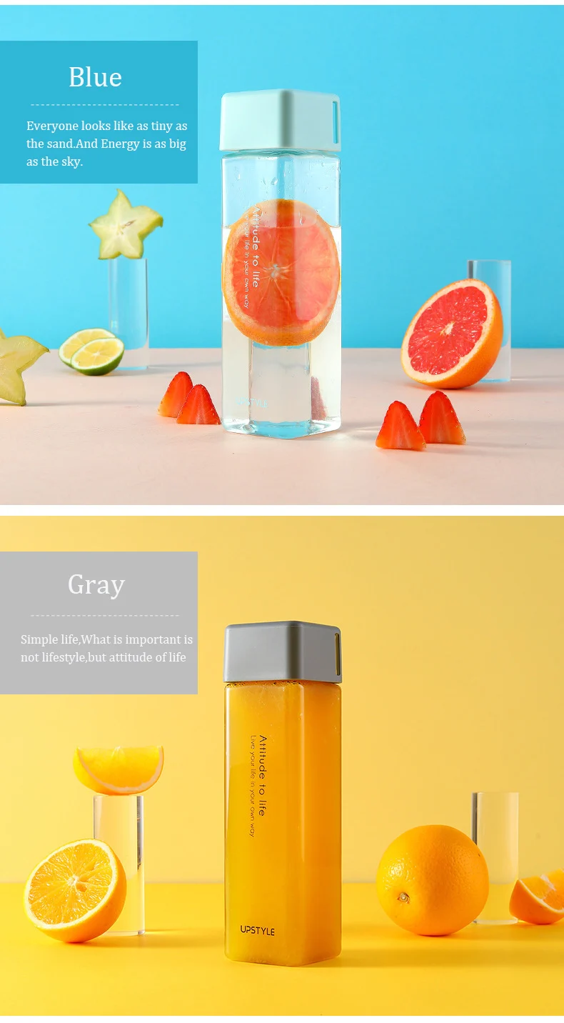 Water Bottle 480ml bpa free Square Plastic Water Bottle For Sports camping hiking Travel Portable  drinking bottles water Gifts (9)
