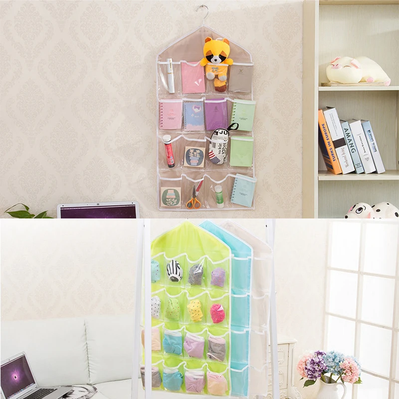 

16 Grid Hanging Storage Bag Closet Organizer Storage Organizer Storage Box Socks Bra Underwear Rack Hanger Saving Space Boxes
