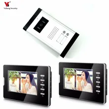 Yobang Security Apartment Intercom Entry 2 Monitor Wired 7″ Color button Video Door Phone intercom System for 2 house