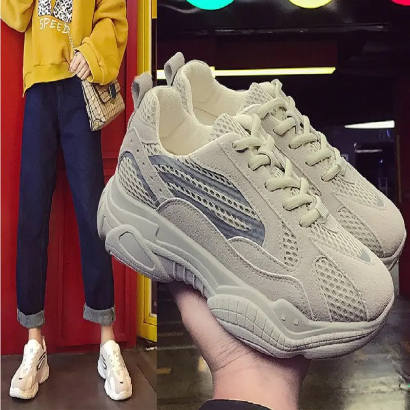 2019 женская брендовая обувь на платформе в стиле ретро, женская обувь, дышащие сетчатые кроссовки, женская обувь, кроссовки для бега