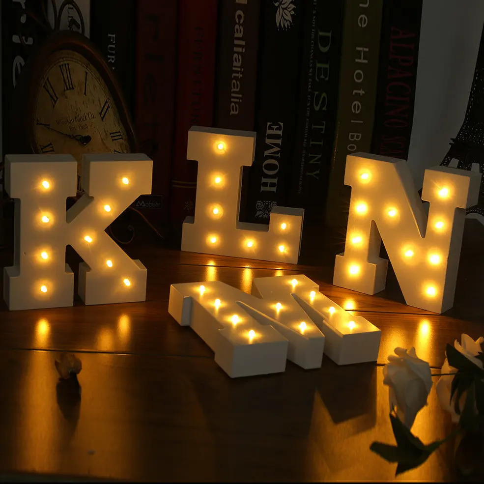

3D 26 White Letter L-Shape LED Marquee Sign Alphabet Light Indoor Wall Hanging Night Light Bedroom Wedding Birthday Party Decor