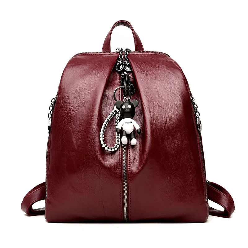 

Women Backpack High Quality Youth Leather Backpacks School Bags For Teenagers With Pendant Sac a Dos Mochilas Mujer 2018
