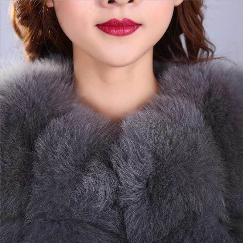 Real Fox Fur Vest Winter Women Casual Warm Coats Slim long Style Sleeveless Fox Fur Jacket Women Outerwear