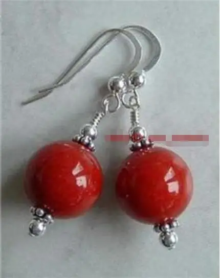 

Hot sale new Style >>>>Tibet Silver handmade Women's Red shell bead Earrings 10mm