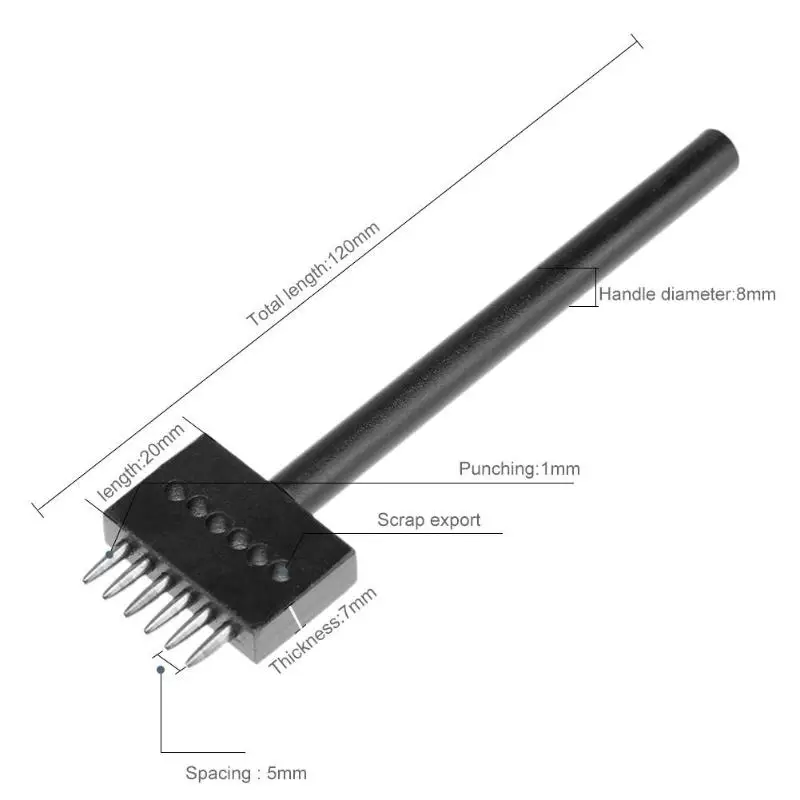 5 мм Шаг 2 4 6 зубец кожа пробивая отверстие инструмент ряд удар кожевенное ремесло расстояние отверстие ремесленный круглый ряд Дырокол