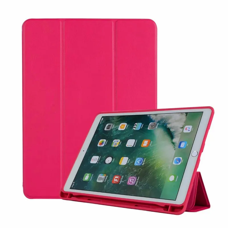 Смарт-чехол из полиуретановой кожи для Apple iPad Air 3 10,5 с держателем карандаша мягкий силиконовый задний Чехол для iPad Pro 10,5 дюймов - Цвет: Розово-красный