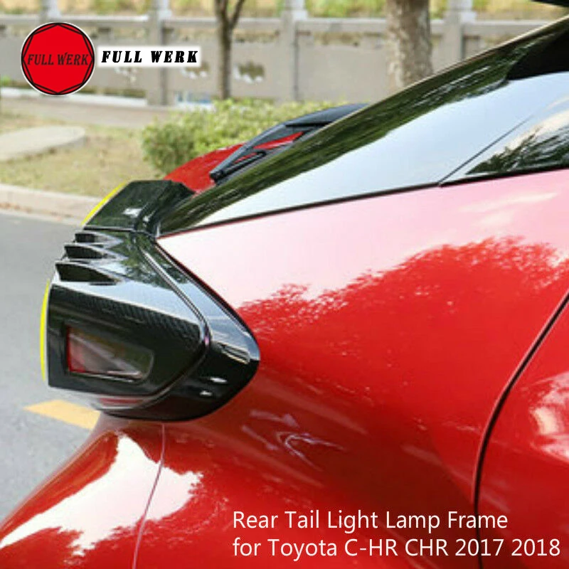Rear Fog Light Lamp Cover Trim For Toyota C-HR CHR 2016 2017 2018 Black ABS Carbon Fiber Color 2PCS//SET