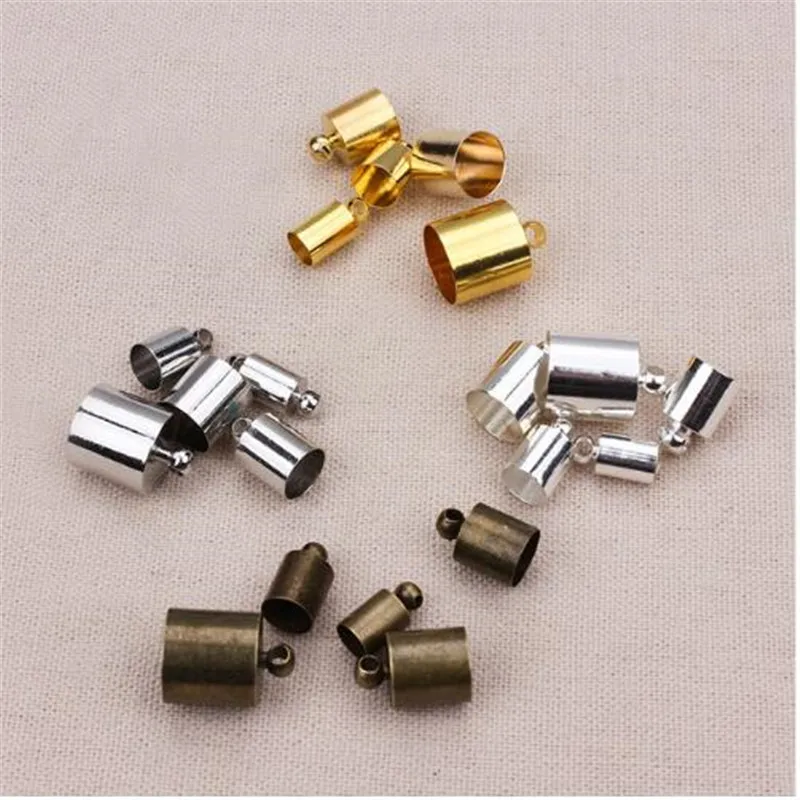50pcs/lot Fashion Rhodium Gold Silver Bronze Necklace Leather Cord End