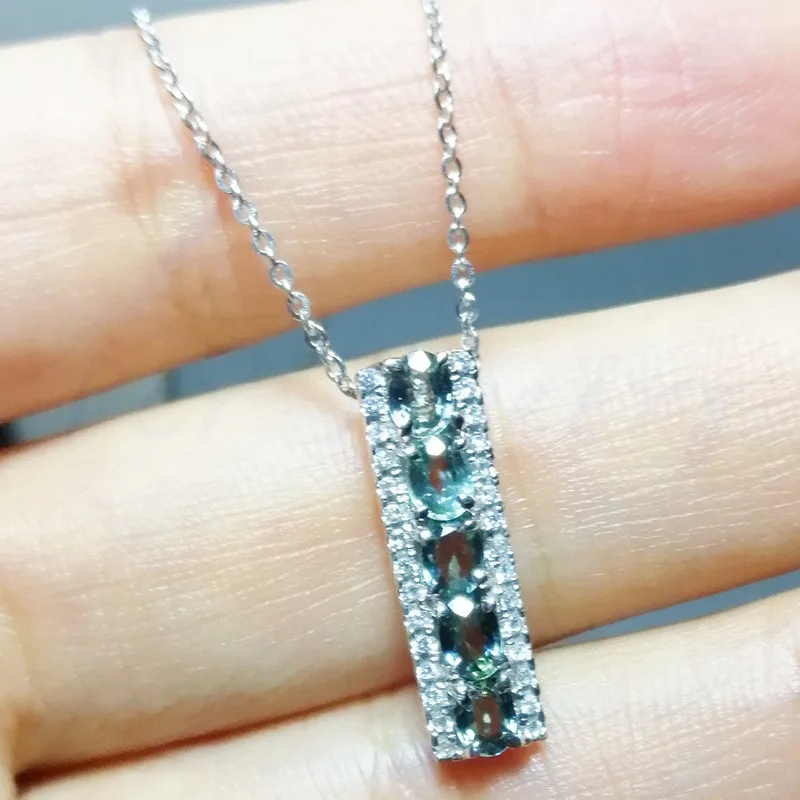 Сапфировое Ожерелье Подвеска натуральный сапфир 0.35ct* 5 шт драгоценный камень серебро 925 пробы для мужчин или женщин# CY18102901