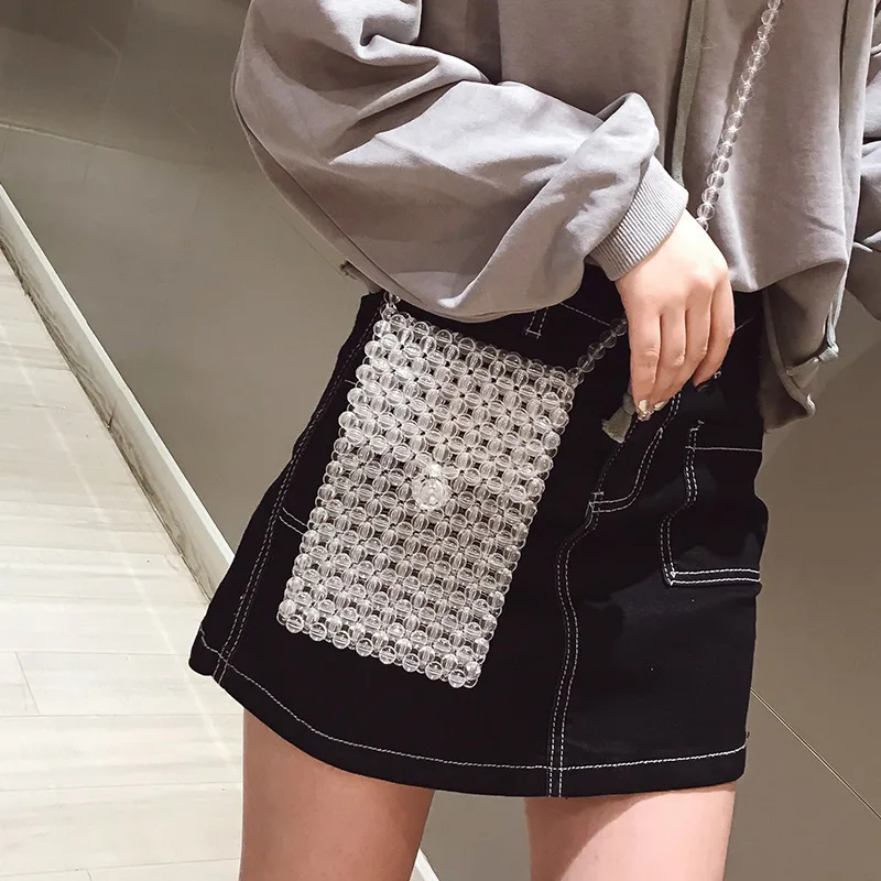

2019 Handmade Crystal Bags for Women Beaded Shoulder Messenger Bag Cross Body Bags Clear Purses Clutch bolsas de mujer 2019
