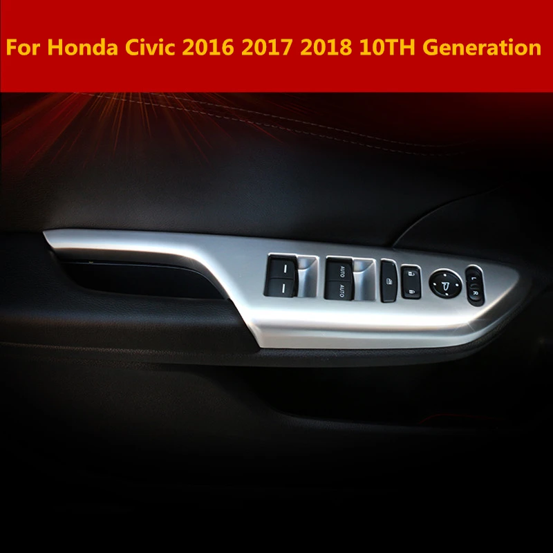 Для Honda Civic 2016 2017 2018 10 го поколения ABS Хромированная Внутренняя дверь окно