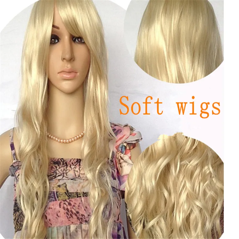 

high fashion low price wigs soft women natural hair heat resistant synthetic wigs with bangs blond wig long blonde wig cosplay