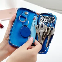 Модный Контрастный ЦВЕТНОЙ кожаный держатель для ключей многофункциональный Женский Мужской автомобильный сумки для ключей верхний слой коровья кожа Ключи Органайзер
