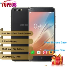 DOOGEE X30 Four Camera 2×8.0MP+2×5.0MP Android 7.0 mobile phone 3360mAh 5.5” MTK6580A Quad Core 2GB RAM 16GB ROM Smartphone