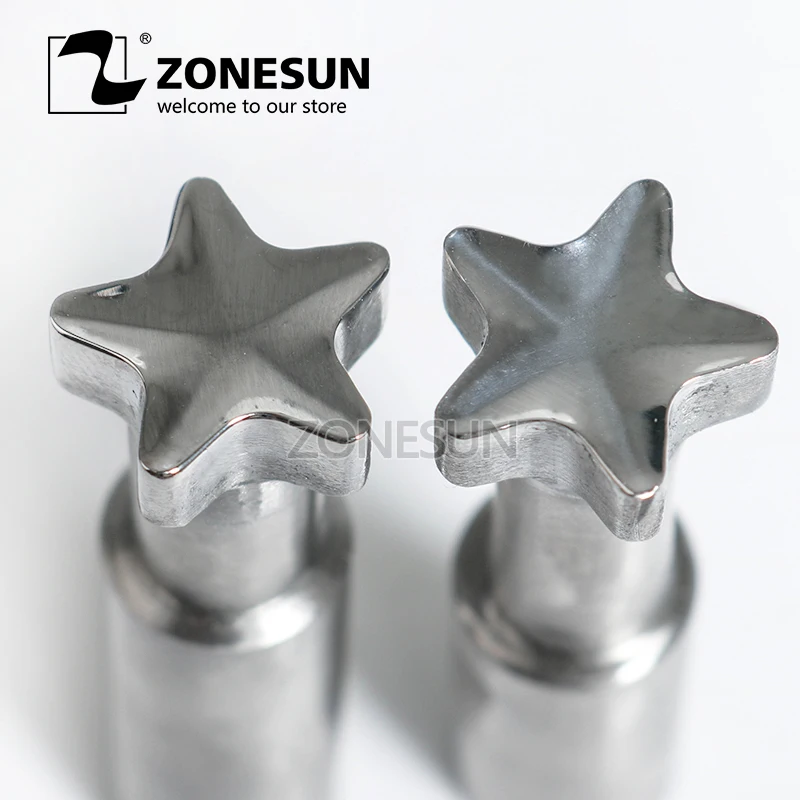 

ZONESUN Five-pointed star sugar tablet press 3D Punch Mold Candy Milk Punching Custom Logo punch die TDP 1.5/5 Machine free ship