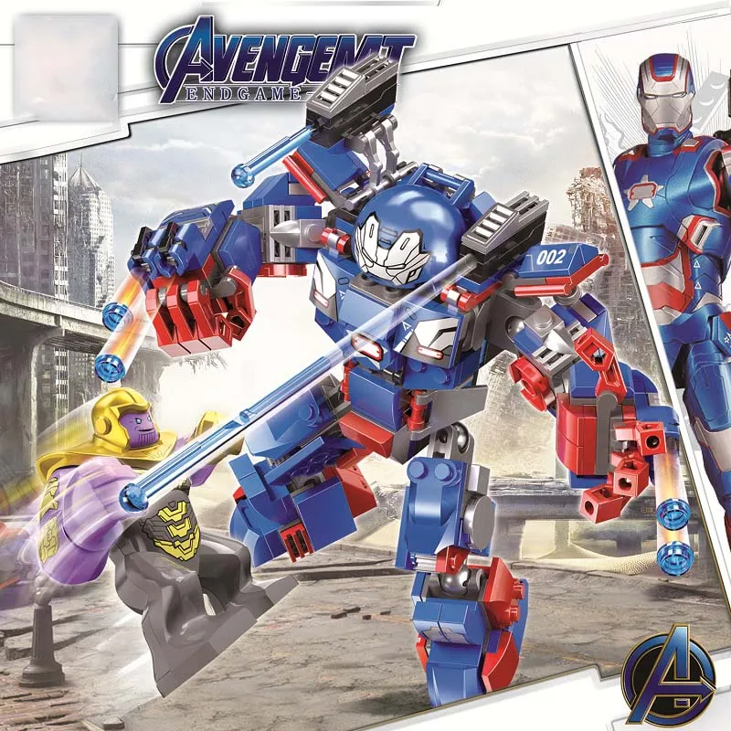  Marvel DC Super heroes Hulk vs.Thanos Mech robot Infinity Gauntlet Model Building Blocks Toys For C