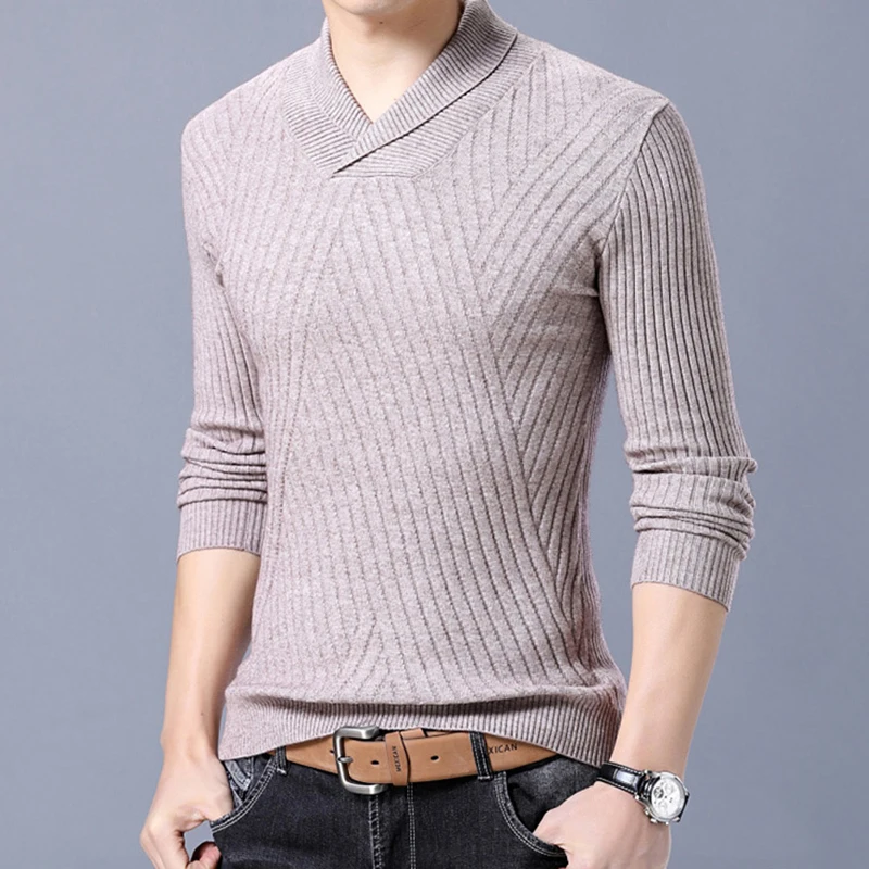 

Men V-neck Wool Sweaters Autumn Winter Slim Jumper Sweaters Tops Male Solid Color Casual Cashmere Wool Pullovers Sweaters FP1719