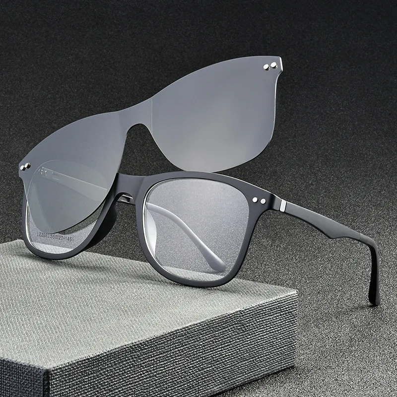

2019 Male Polarized Sunglasses Set with 1 PCS Clips TR Male Clip On Glasses Magnet Casual Optical Myopia Eyewear NX